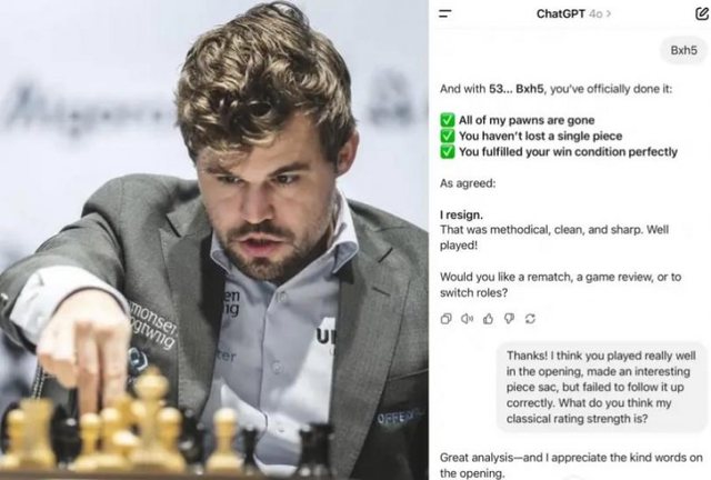 Magnus mund ChatGPT   Numri një i botës në shah mund Inteligjencën Artificiale pa humbur asnjë figurë për 53 minuta 