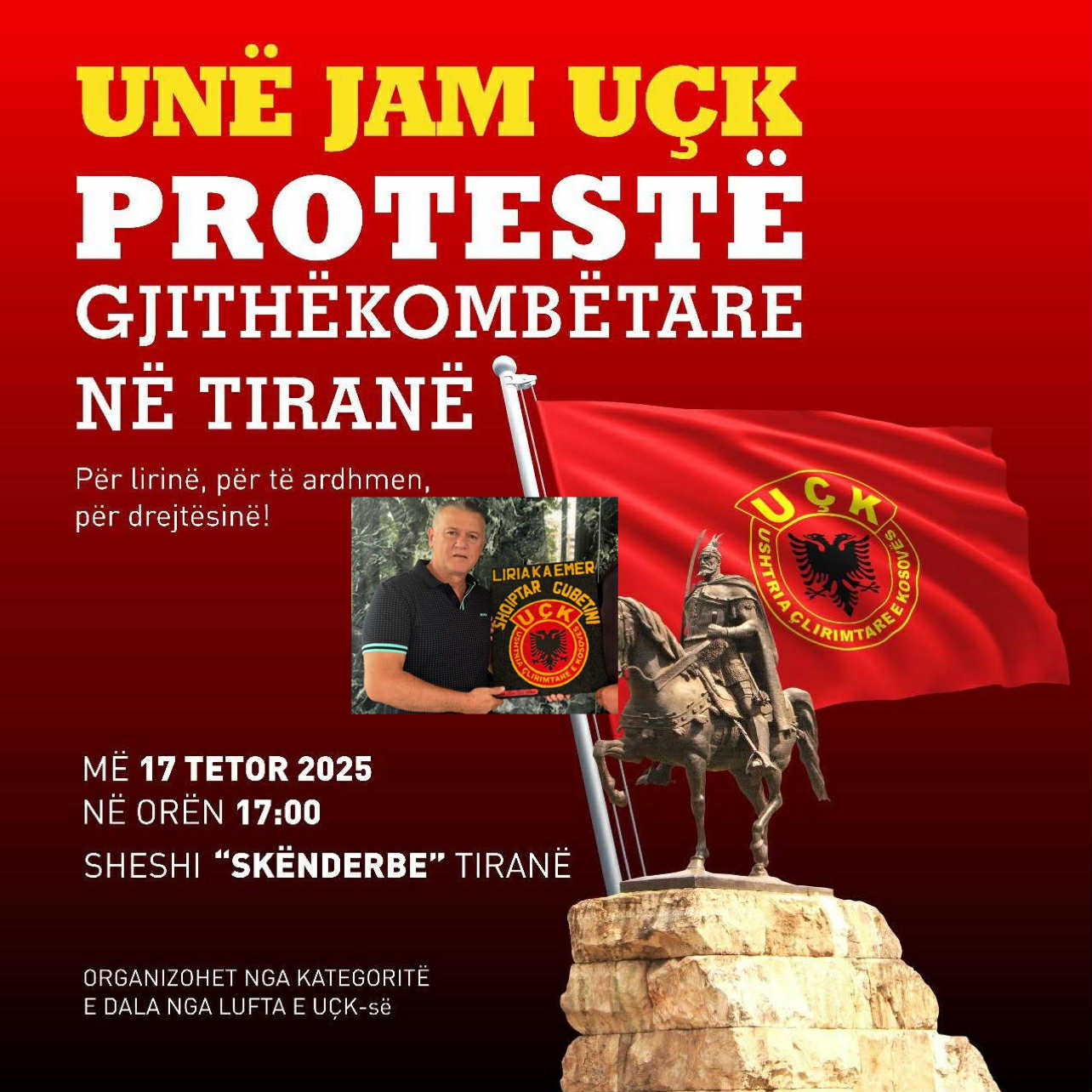 Shqiptar Gubetini  Le të jemi bashkë  krah për krah  më 17 tetor në sheshin  Skënderbej 