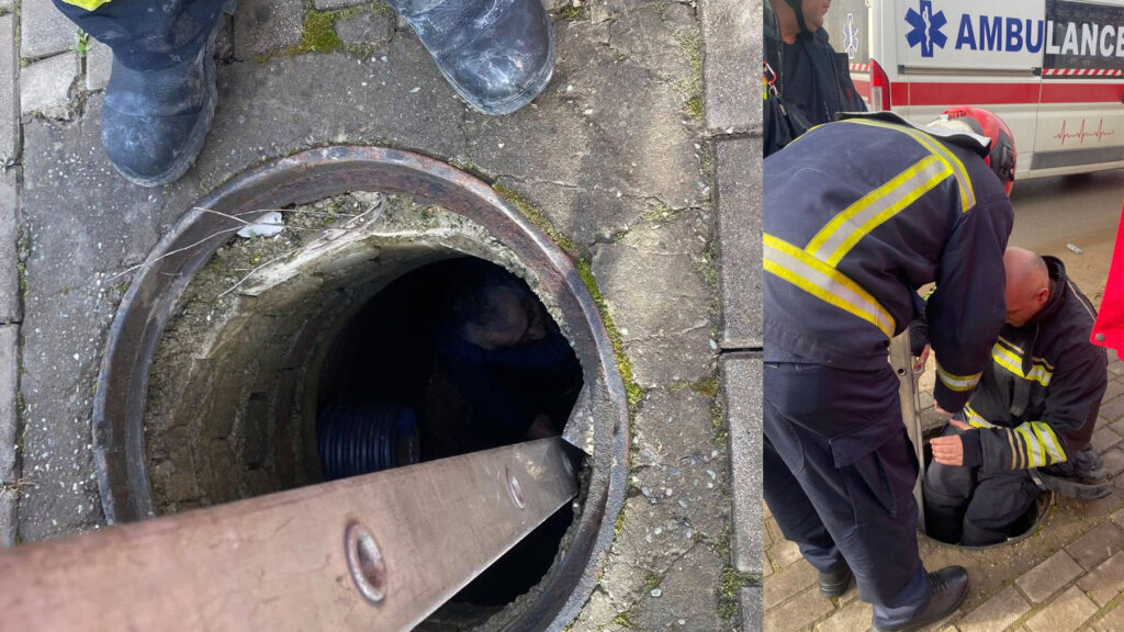 Një person bie në pusetë  shpëtohet nga zjarrfikësit