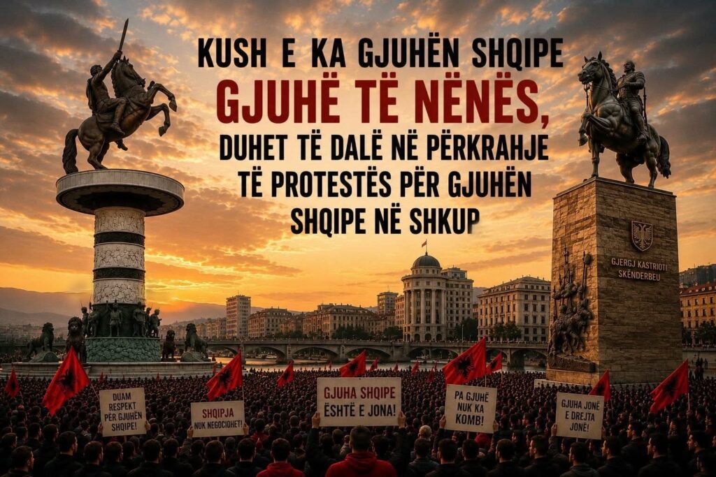 KUSH E KA GJUHËN SHQIPE GJUHË TË NËNËS  DUHET TË DALË NË PËRKRAHJE TË PROTESTËS PËR GJUHËN SHQIPE NË SHKUP