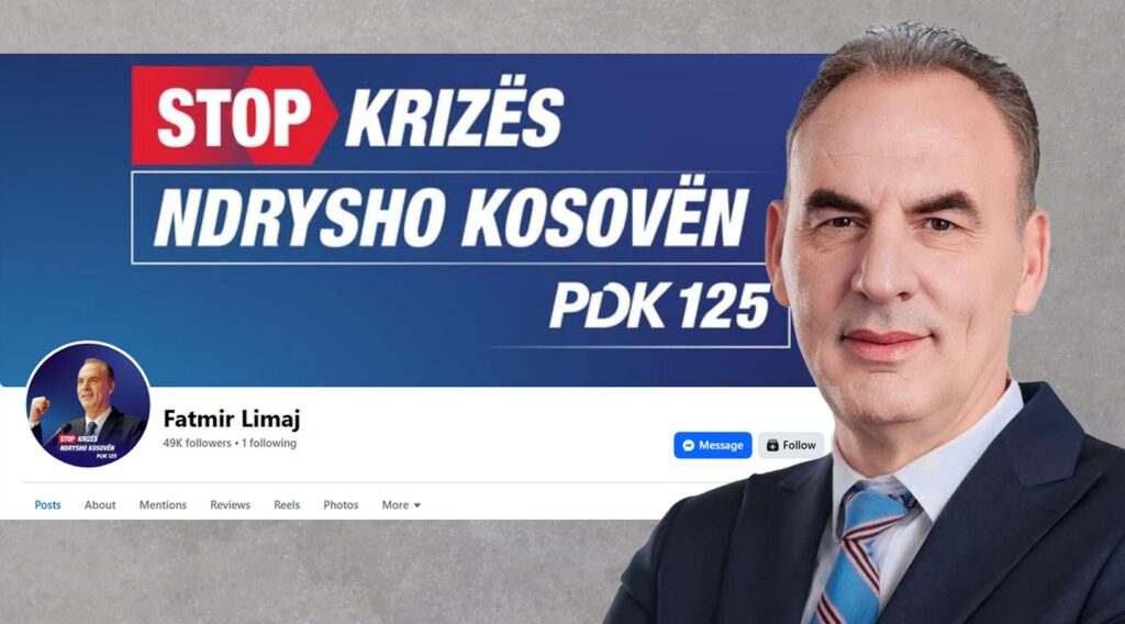 Limaj fillon angazhimin në fushatë  sloganin e PDK së e bën foto të profilit dhe kopertinës në  Facebook 