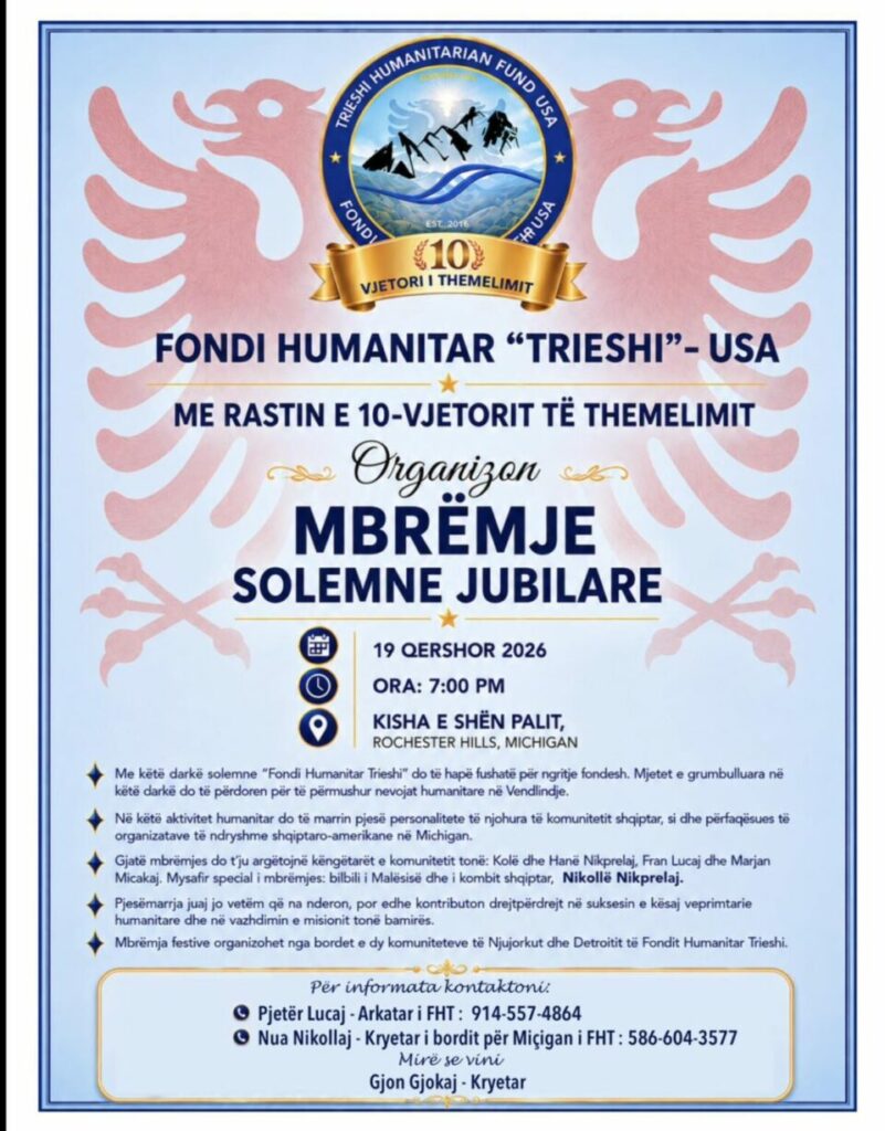 Fondi humanitar  Trieshi  shënon 10 vjetorin me mbrëmje solemne jubilare në Michigan