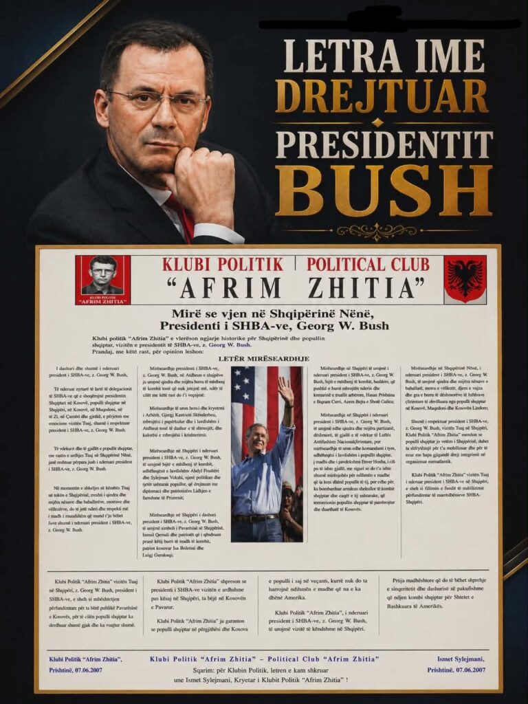 Ismet Sylejmani  LETRA IME DREJTUAR PRESIDENTIT BUSH