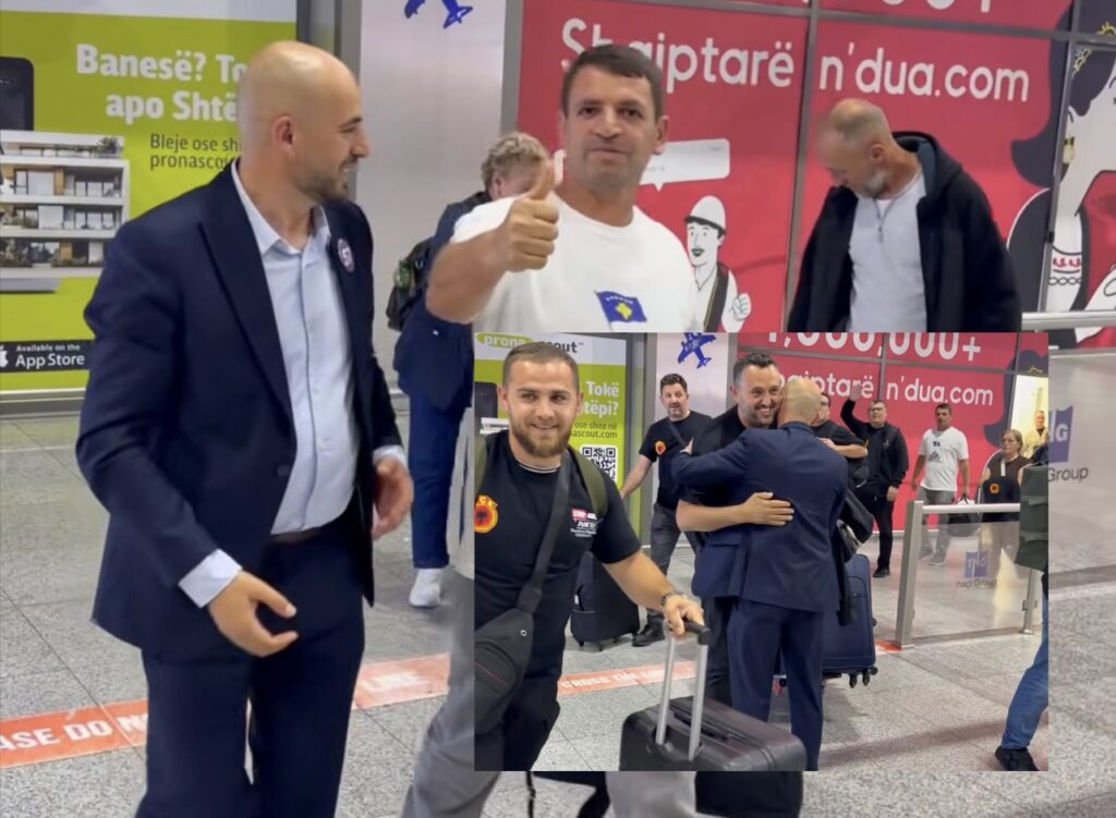 57 shi i PDK së  Shaip Kadriaj pret mërgimtarët në Aeroportin e Prishtinës  Kanë ardhur për t i thënë STOP krizës