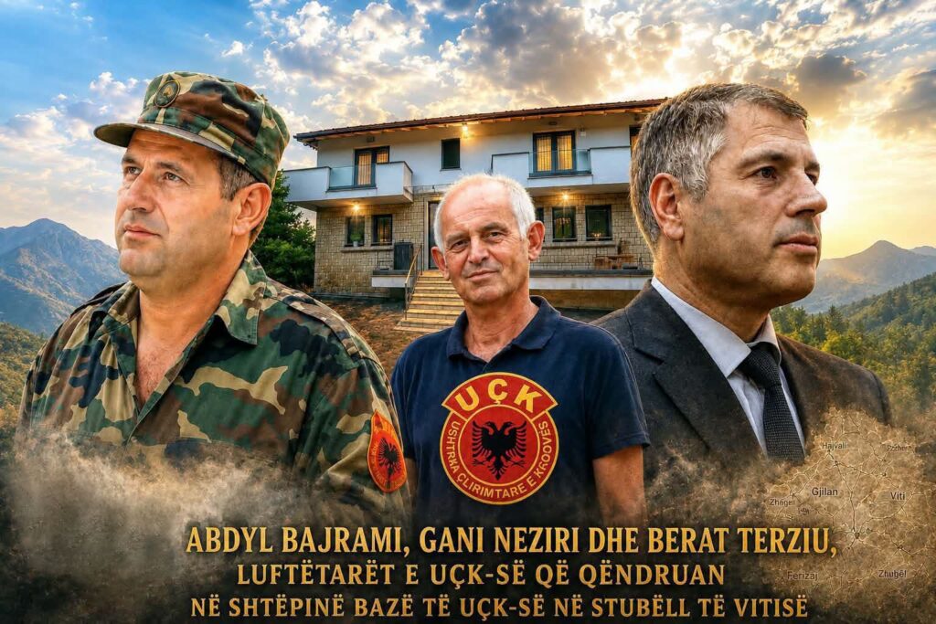 ABDYL BAJRAMI  GANI NEZIRI DHE BERAT TERZIU  LUFTËTARËT E UÇK SË QË QËNDRUAN NË SHTËPINË BAZË TË UÇK SË NË STUBËLL TË VITISË