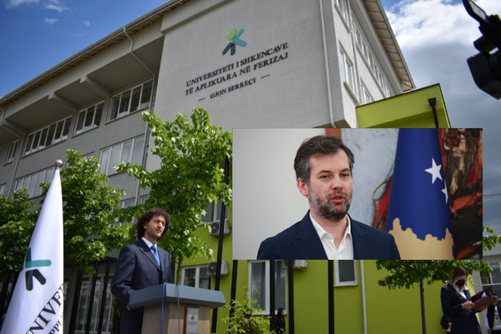 Ministri Hajrulla Çeku po planifikon mbylljen e Universitetit të Shkencave të Aplikuara në Ferizaj