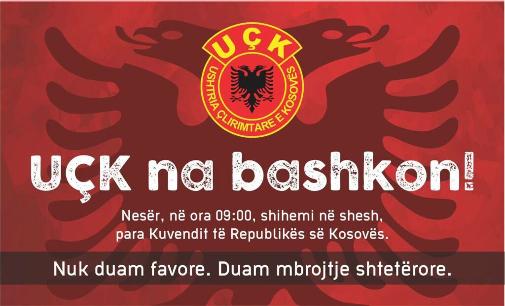 OVL UÇK ndryshon orën e protestës  Shihemi në 09 00 para Kuvendit